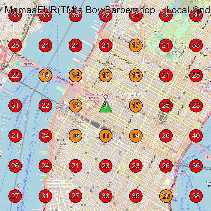 MamaaEUR(TM)s Boy Barbershop GeoGrid visibility map for Barber Shop in New York